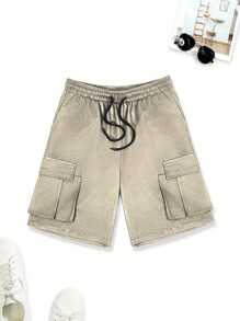 Bermudas cargo de moda para hombres, sueltas y cómodas - Caqui - Ver 2