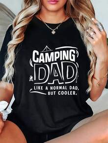 100% Cotton Funny Camping Dad Camping Campfire Camper Camp T-Shirt - Black - View 1