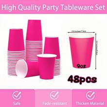 24/48 pièces Tasses en papier rose, gobelets en papier jetables de 9 oz pour cafés et thés, tasses pour boissons chaudes et froides. Fournitures pour anniversaires, mariages, fêtes, pique-niques et autres occasions. Convient pour les restaurants, food trucks, cuisine, bureaux et la Saint-Valentin