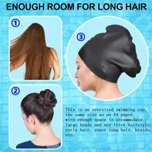 Long Hair Swim Cap - Swimming Caps For Women Men - Extra Large Swim Caps - Waterproof Silicone Swim Cap - Dreadlocks Braids Afro Hair Extensions Weaves (Blue), Beach Essentials, Beach Accessories, Pool Float - Blue - View 6