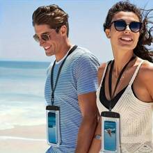 夜光防水手机袋，适合游泳和潜水 - 一款通用密封干袋，适用于手机，配有挂绳和防水塑料外壳，常用于户外冲浪、游泳、潜水和皮划艇运动。