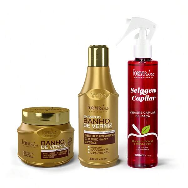 FOREVER LISS Kit Banho de Verniz e Acidificante Vinagre de Maça Forever Liss