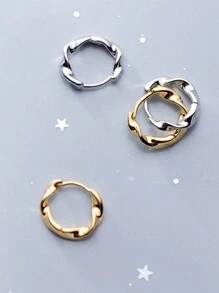 1 Pair S925 Sterling Silver Mobius Knot Hoop Earrings, Casual Everyday Jewelry Accessories, Good Gift For Friends, Birthday - Circle - View 1