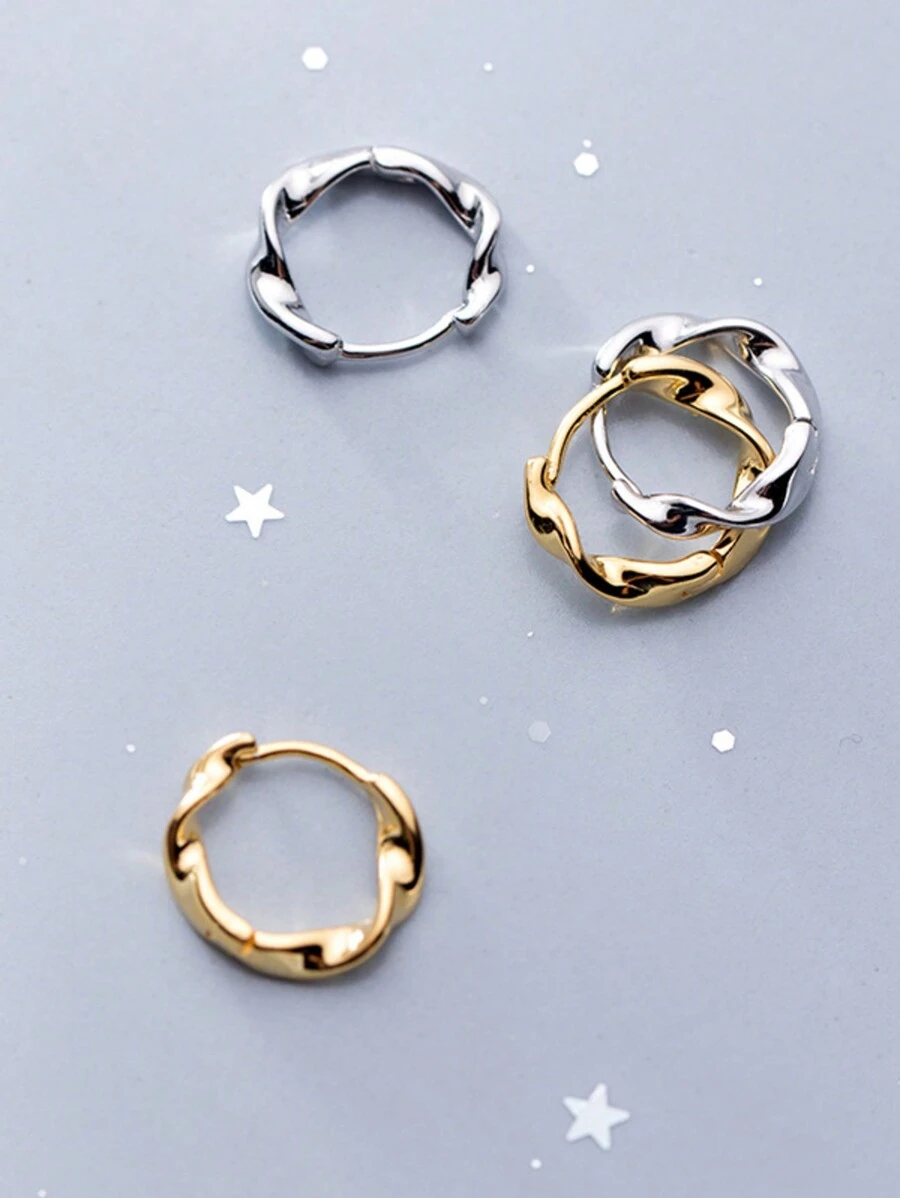 1 Pair S925 Sterling Silver Mobius Knot Hoop Earrings, Casual Everyday Jewelry Accessories, Good Gift For Friends, Birthday - Circle - View 1