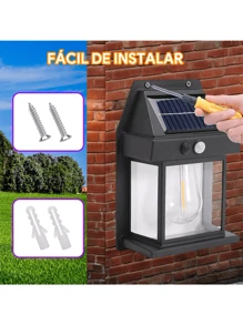 Paquete de 2 luces de pared solares impermeables para jardín - Negro - Ver 9