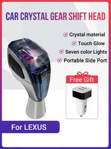 Acodo Pomo de palanca de cambios de cristal para coche, palanca de cambios con asa de cristal RGB LED, enchufar y usar, montaje lateral, agarre cómodo, resistente a arañazos, compatible con Lexus, Mitsubishi, Audi, Mercedes-Benz, Toyota