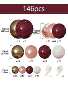 146 件勃艮第气球和花环套装，适用于生日、婚礼、家居装饰、盛大开幕、拱门气球