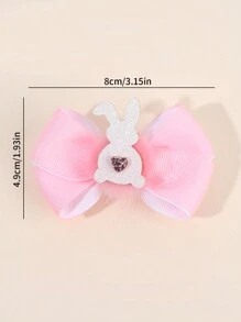 2 件装复活节女孩发饰 可爱闪光兔子装饰蝴蝶结发夹毛球装饰罗缎丝带蝴蝶结鳄鱼夹带全衬里心形兔子发夹女孩节日派对装扮装饰用品礼物儿童婴儿发饰 - 彩色 - 查看 6