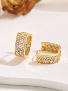 Stylever 1pair Gorgeous Earrings Zirconia Buckle Ladies Jewelry For Women 925 Sterling Silver Exquisite Creative Earrings Fine Jewelry Gifts For Girls Daily Life Dating Decor For Prom Party