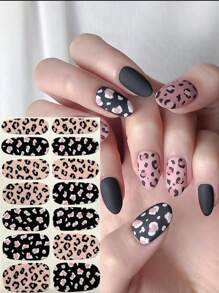 Leopard Print, Y2K Style Mix & Match Full Cover Nail Stickers, Easy To Apply With Dotted Lines Nails - Multicolor - View 21