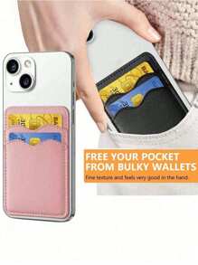 1pc Mobile Phone Back Stick Pocket Stick Wallet Flexible Credit Holder Bag Cover White Black Pink Brown Green Phone Case Christmas Gifts Gift Thanksgiving Vintage Mini Wallet Card Wallet Magsafe Wallet - Multicolor - View 2