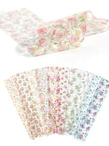 10片玫瑰花美甲贴纸，粉色和红色玫瑰图案，星空主题，适合女性、女孩、婚礼、情人节美甲装饰用品 - 彩色 - 查看 2