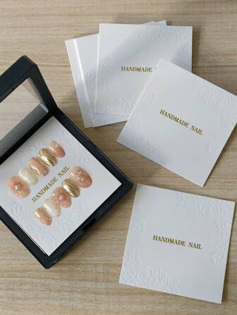 20张7.5厘米手工美甲展示卡，奢华3D白玫瑰造型，美甲贴片包装卡，美甲收纳卡，美甲包装板