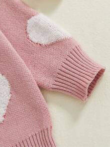 Kids Girls Pullover Sweater Casual Heart Pattern Warm Knitted Long Sleeves Infant Knitwear For Toddler