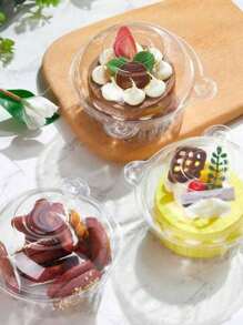 10/20/30/50/100 件透明塑料蛋糕杯盒，松饼甜点纸杯蛋糕盒饼干水果寿司包装容器，一次性透明纸杯蛋糕盒，可堆叠单隔间纸杯蛋糕，带密封盖，适用于派对婚礼 - 彩色 - 查看 4