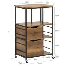 SoBuy Kitchen Trolley Cart Kitchen Storage Trolley Serving Trolley White And Natural W53 X D37 X H89cm FKW111-WN - Brown - View 3