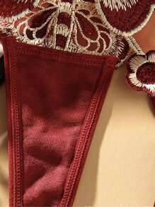 1 stuk dames klassieke sexy slip met kantborduursel, vlinder- en bloemenmotief, doorschijnende verstelbare string, lage taille, verleidelijke Franse romantische lingerie, perfect voor bruiloften, vakanties, strand, verjaardagsfeestjes, Valentijnsdag, terug naar school, Moederdag