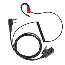 HYS Two Way Radio Walkie Talkie Earphones,C-Shaped Ear Hooks,Soft And Comfortable,Red Earplug Design For A More Beautiful Look,Two Way Radio Earpiece With PTT Microphone Compatible With Baofeng Jianlin Puxin Linton Weierwei Wouxun Walkie Talkies - Red - View 1