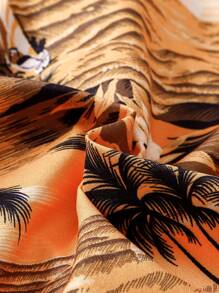 Young Boy 3 Piece Vacation Print Short Sleeve Shirt, Shorts & Hat Set, Fashionable & Minimalist, Hot Selling Summer Outfit For 2-5