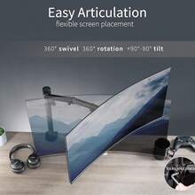 Soporte brazo para monitor, para pantallas de hasta 32 y 38 Ultrawide, totalmente ajustable, negro (STAND-V001) - Negro - Ver 4