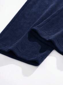 Set de 2 pantalones casuales de pana de pierna recta, pantalones deportivos versátiles y holgados para hombres, para primavera y otoño - Multicolor - Ver 2