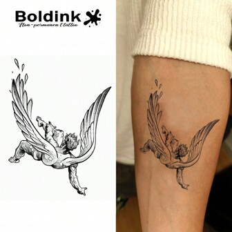  Tatuajes temporales Boldink - Ilustraciones de ángel caído, nuevo diseño de tatuaje, tatuajes que duran de 1 a 2 semanas, acabado mate y detallado, excelente opción para tatuajes temporales
