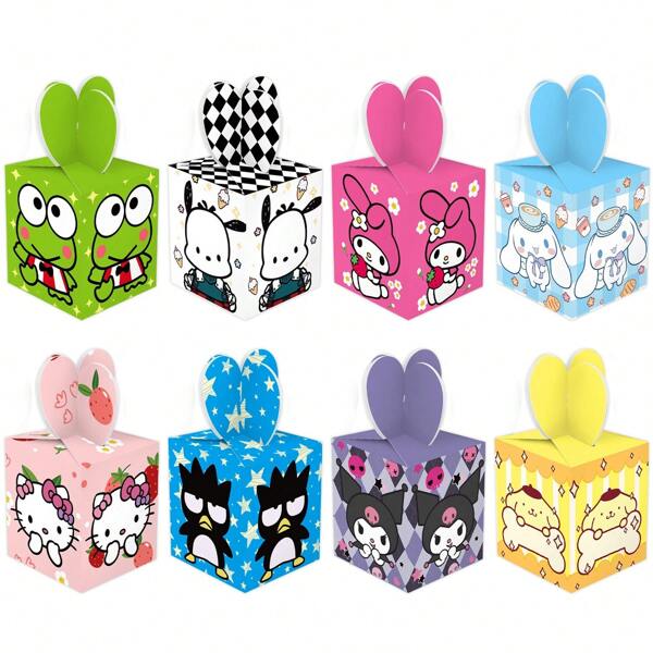 Sanrio Sanrio 6pcs Cute Cartoon Hello Kitty Birthday Party Handheld Box Gift Box Candy Box Apple Box Party Tableware Paper Box