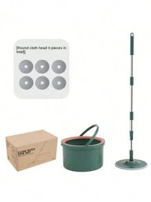 360 Rotating Round Slouchy Household Suction Plate Mops Spin Wring No Hand Washing Rotating Mopping Microfiber Floor Mop With Barrel Round Mop Cloth Household Cleaning Tool - Multicolor - View 14