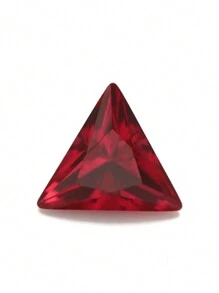 一颗 100% 实验室培育红宝石三角形切割宝石，用于制作饰品高级珠宝制作材料 DIY - 紅色 - 查看 6