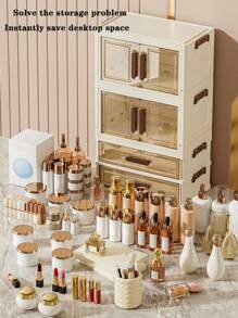 Dust-Proof High-End Drawer Organizer, Storage Racks For Cosmetics And Skincare Products, Makeup Vanity Table - Multi-Layer Drawers Dual Cabinet Storage Rack