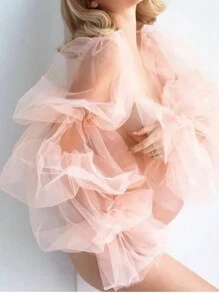 1 cái Tay áo bong bóng lưới màu trắng có 2 dây thun và 4 lớp Vỏ tay áo cưới màu đen cho Halloween Ngày lễ tình nhân Phụ kiện mùa thu - trắng - Xem 14
