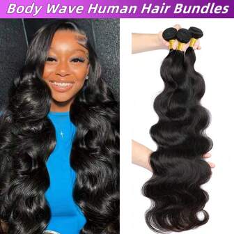Brasilianska människohårbuntar Naturlig svart färg 18 20 22 tums body Wave-buntar Människohår 12A Obearbetat Virgin Hair Weave 1/3 knippen Människohår (18 20 22, Body Wave 1/3-buntar)