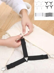 4 Pcs/Pack Bed Sheet Fasteners, Adjustable Elastic Triangle Metal Fixing Clip,Flexible Bedding Suspenders Gripper Holder Straps Clip,Curtains Sofa Mat Fixing Device,Practical Invisible Non-Slip Sheet Straps - Multicolor - View 2