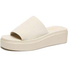 Athlefit Women's Slip On Platform Sandals Comfortable Open Toe Flatform Chunky Sandals - 米色 - 查看 1