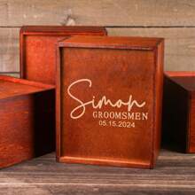 Groomsmen Gifts Box, Empty Personalized Groomsmen Gift Box, Wooden Gift Box, Groomsmen Box, Groomsman Box, Groomsmen Proposal Box - Brown - View 5