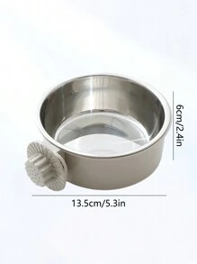 PETSIN 1pc Stainless Steel Hanging Dual-Purpose Pet Bowl With Anti-Spill Fixation For Dog Crate Use