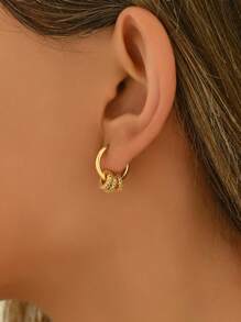 1 对镶有水钻的腰形合金耳环，适合派对和宴会佩戴 - 彩色 - 查看 2