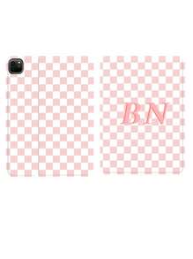 1pc Personalized Customized Letter Plaid Protective White Tablet PU Leather Case Compatible With IPad Pro 13, IPad Air 13 Models - White - View 8