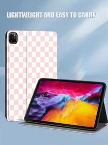 1pc Personalized Customized Letter Plaid Protective White Tablet PU Leather Case Compatible With IPad Pro 13, IPad Air 13 Models - White - View 2