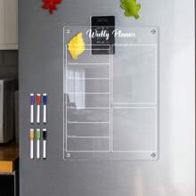 1pc Magnetic Dry Wipe Calendar Board In Acrylic(Includes 6 Whiteboard Markers), Acrylic Board Magnetic Calendar For Refrigerator, Magnetic Calendar With Marker Pen, Fridge Calendar, Magnetic Dry Erase Calendar, Weekly Planner For Refrigerator Planners, Refrigerator Accessories Gifts Birthday Graduation - transparent - View 4