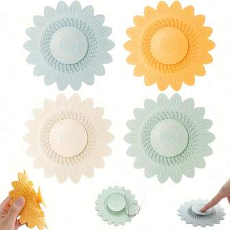 1/3/5pcs Flower Design Bathroom Drain Cover, Hair Catcher, Strainer, Double Filter Drain Stopper Set - Plastic, No Overflow, Fit For Bathtub, Sink, Kitchen, Bathroom Home Bathroom Decor Summer Back To School