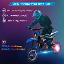 Danolapsi Kid Electric Dirt Bike,24V Electric Motorcycle,Off-Road Bike Motocross With 250W 13.6MPH Fast Speed,Leather Seat,Twist Grip Throttle,Metal Suspension,Air-Filled Tires,Ride On Toys For Teen - 藍色 - 查看 5