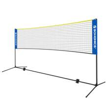 SONGMICS 3 M Badminton Net, Volleyball Net, Adjustable Poles Height, Portable Set For Tennis, Blue And Yellow - Baby Blue - View 2