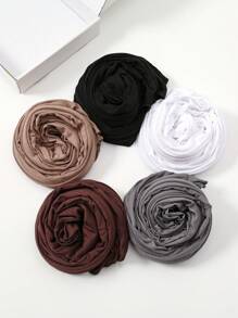 1 förpackning premium jersey hijab-set för kvinnor, 5 st huvuddukar + 2 st hårspännen, muslimska turbaner, hijab för fritidsbruk, andningsbar sjal, halsduksset, presentförpackning, julklapp - Muslimsk lång halsduk 5-delad set - Visa 11