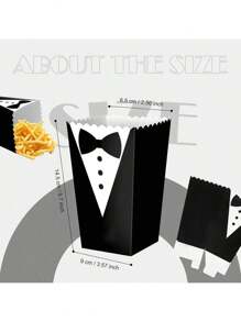 12/24/50/100 件燕尾服爆米花袋、燕尾服套装爆米花袋、黑色领带衬衫图案爆米花袋，适合派对用品 - 彩色 - 查看 2