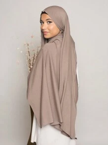 1 chiếc khăn trùm đầu bằng vải jersey dành cho nữ, màu trơn, đính đá lấp lánh, khăn trùm đầu hijab bằng vải jersey, khăn trùm đầu cầu nguyện cho người Hồi giáo, phù hợp cho mọi mùa. - Nhiều màu - Xem 5