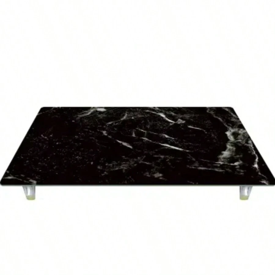 Black Marble Pattern 5mm Heat Tolerant Tempered Glass Cutting Board/Instant Counter 20.5" X 11.75" Instantly Adds Additional Counter Space & Food Preparation Area - màu đen - Xem 1