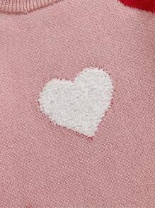 Kids Girls Pullover Sweater Casual Heart Pattern Warm Knitted Long Sleeves Infant Knitwear For Toddler