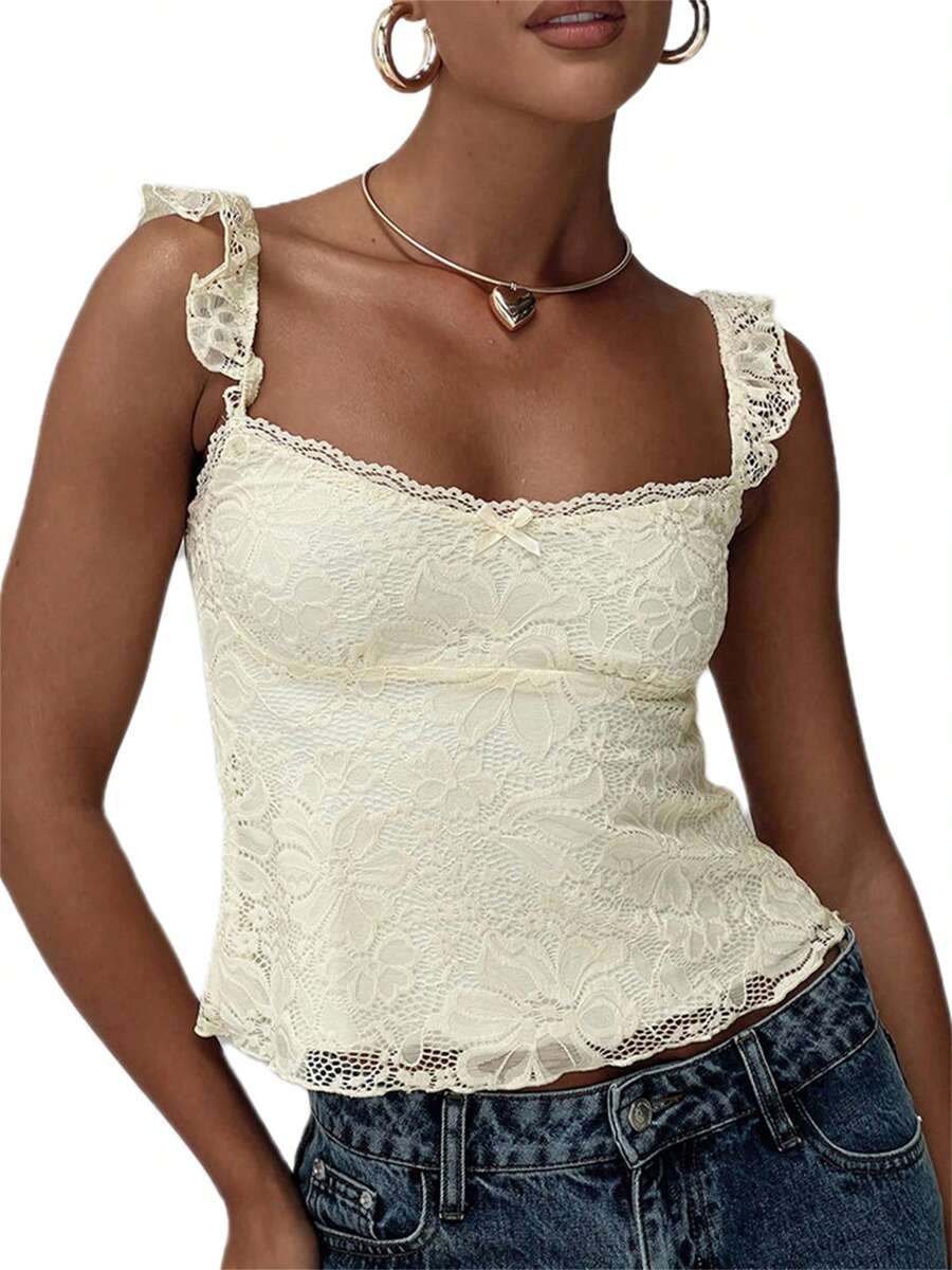 Débardeur YAYA COLLECTION Dentelle Sans Manches – Taille L, Coton Bleu Rayé