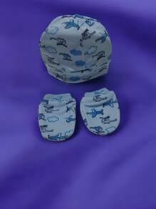 AMAZING BABY HAT AND MITTENS SET INCLUDES 2 SETS - Blue - View 1